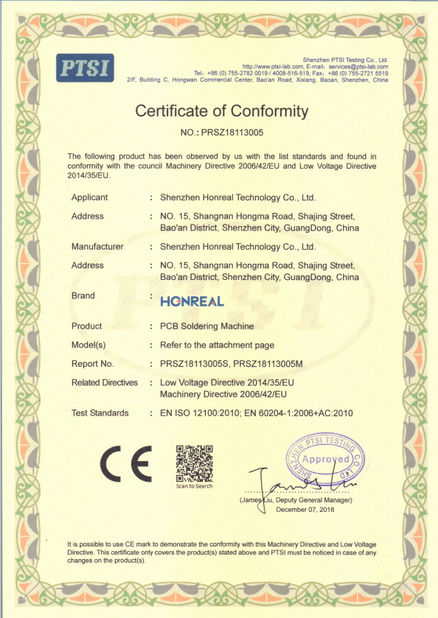 Chiny Shenzhen Honreal Technology Co.,Ltd Certyfikaty